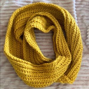 Handmade crocheted mustard yellow infinity scarf